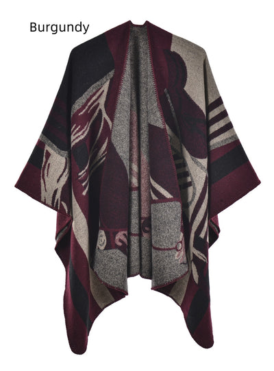 Ladies Shawl Padded Cashmere Split Cloak