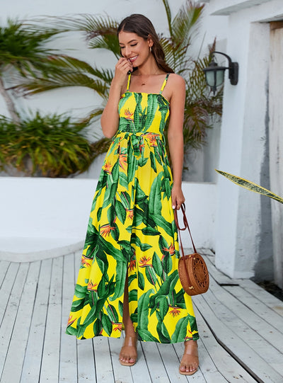 High Waist Split Bohemian Dress