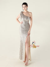 One Shoulder Mermaid Split Prom Dress