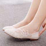 Pointed Flat Lace Wedding Shoes