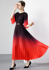 Folding Round Neck Lace-up Short Sleeves Dress