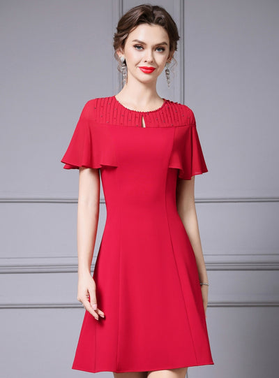 Pink Scoop Neck Beading Mother Of The Bride Dress