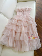 Pink Tiers Gauze Cake Dress
