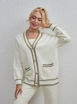 Contrast Cardigan Simple Sweater Coat