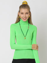 Solid Color High Neck Sweater