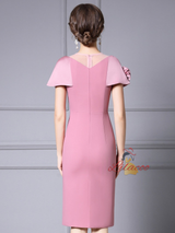 Burgundy Beading Flower Mother Of The Bride Dress
