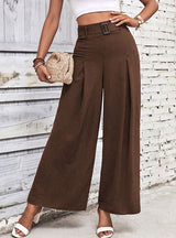 Solid Color High Waist Wide Leg Casual Pants