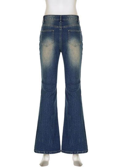 Elastic Slim Washed Blue Jeans