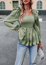 Long-sleeved Solid Color Shirt Blouse