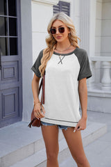 Round Neck Split Loose Short Sleeve T-shirt