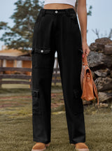 Elastic Tooling Casual Jeans Pants