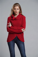 High-necked Long-sleeved Loose Cardigan Sweater