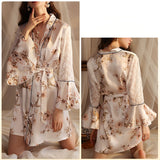 Sexy Bathrobe Satin Lace Nightgown