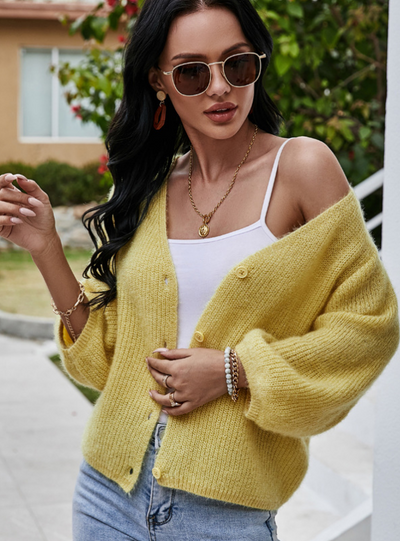V-neck Short Knit Loose Sweater
