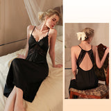 Ice Satin Suspender Lace Nightgown