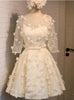 Yellow Short Sleeve 3D Flower Homecoming Dress