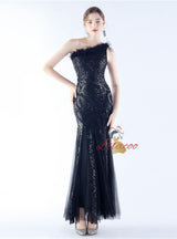 One Shoulder Mermaid Sequins Prom Dress