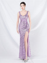 Mermaid Sequins Straps Split Prom Dress