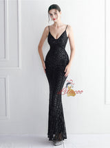 Mermaid Sequins Spaghetti Straps Prom Dress