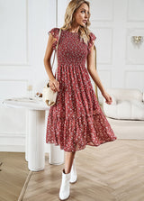 Women Summer Chiffon Floral Dress