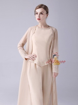 Champagne Chiffon Beading Mother Of The Bride Dress