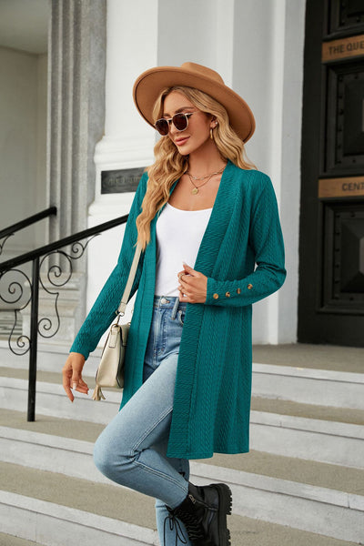 Button Long Sleeve Loose Coat
