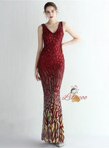 Mermaid V-neck Sequins Prom Dress