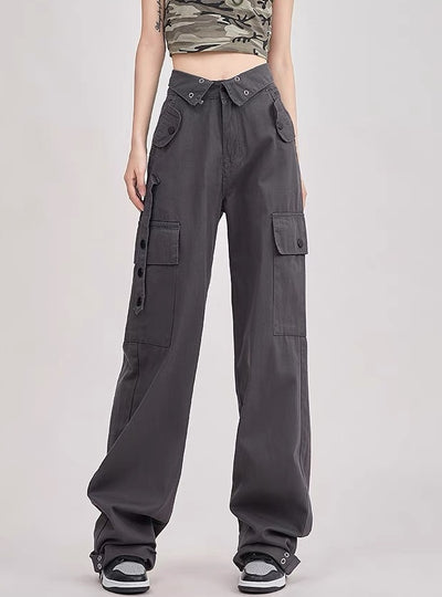 Multi-pocket Buttoned Slacks Pant