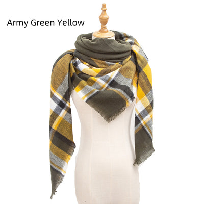 Wine Red Plaid Square Scarf