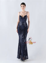 Mermaid Sequins Spaghetti Straps Prom Dress