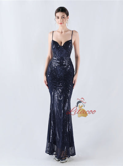 Mermaid Sequins Spaghetti Straps Prom Dress