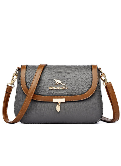 One-shoulder Crocodile Contrasting Crossbody Bag