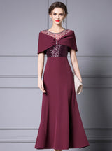 Gold Sequins Beading Crystal Mother Of The Bride Dress