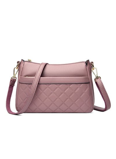 Soft Leather Rhombic Shoulder Crossbody Bag