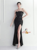 Mermaid Sequins Strapless Prom Dress