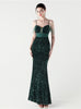 Mermaid Sequins Spaghetti Straps Appliques Prom Dress