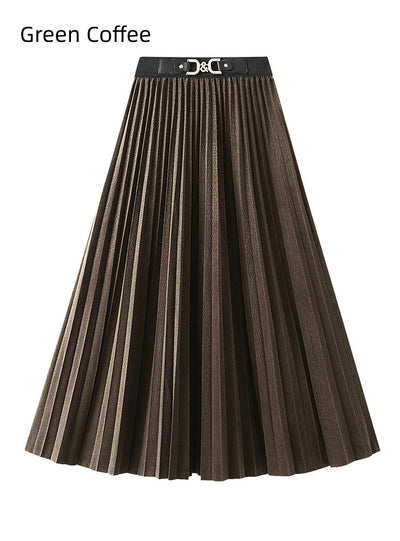 High Waist Flocked Pleated Skirt