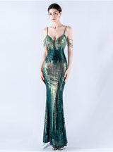 Mermaid Sequins Spaghetti Straps Prom Dress