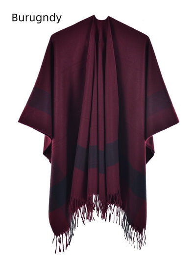 Knitted Double-sided Plaid Cashmere Shawl