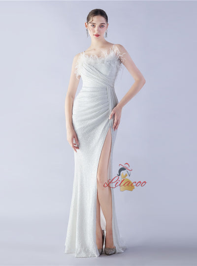 Spaghetti Straps Sequins Prom Dress