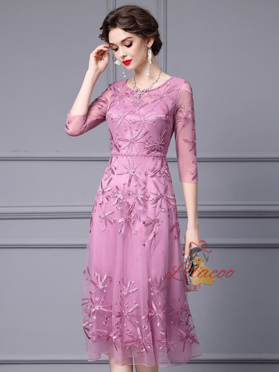 Black Short Sleeve Beading Mother Of The Bride Dress