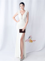 V-neck Mermaid Beading Prom Dress