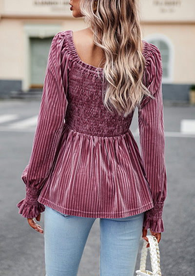 Velvet Long Sleeve Shirt Top