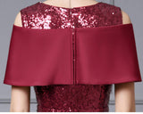 Burgundy Mermaid Sequins Mother of the Bride Dress