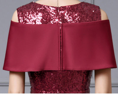 Burgundy Mermaid Sequins Mother of the Bride Dress