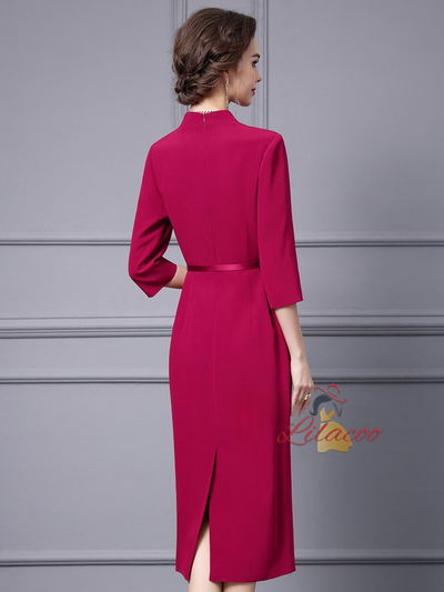 Purple Short Sleeve Mother Of The Bride Dress