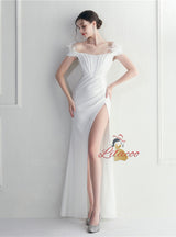 Mermaid Off the Shoulder Feather Prom Dress