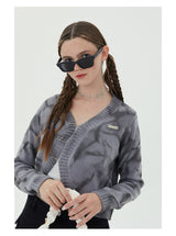 V-neck Long Sleeve Retro Tie-dyeing Sweater