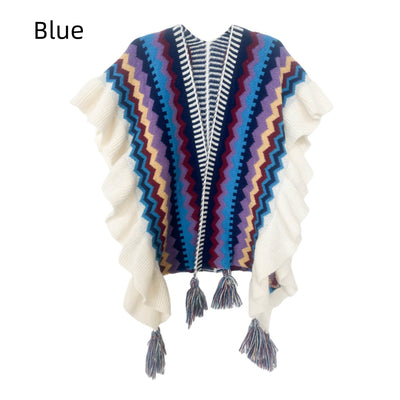 National Wind Ruffled Knitted Shawl