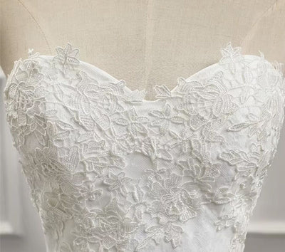 White Mermaid Lace Appliques Wedding Dress